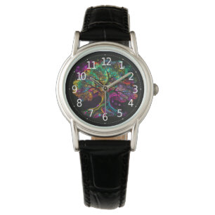 Färgregat Träd Fireflies Modern Artwork   Armbandsur