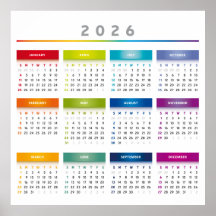 Färgrik 2026 kalender - Regnbågsfärger 3 Kolumner