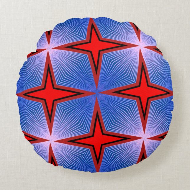 Färgrik 3D digital design Rund kastkudde Kudde (Framsidan)