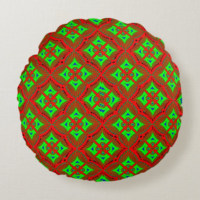 Färgrik 3D Digital Design Rund Kudd Kudde (Framsidan)