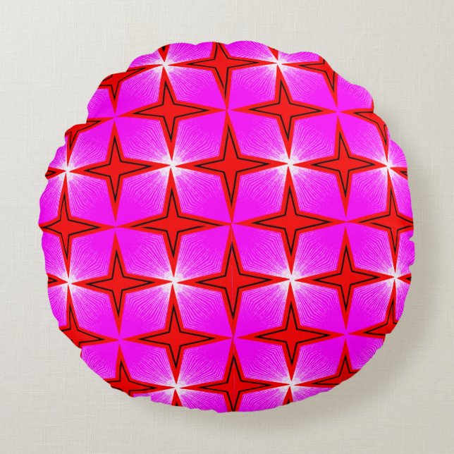 Färgrik 3D Digital Design Rund Kudd Kudde (Framsidan)