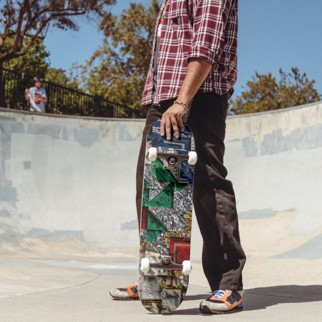Färgrik 3D Mosaik Skateboard - Modern Lyx (Utomhus 2)