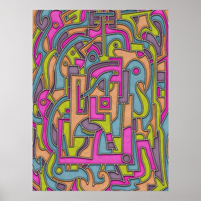 Färgrik 60-tals Mod Geometrisk Abstrakt Poster (Framsidan)