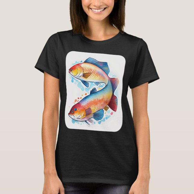 Färgrik abborre fisk t shirt (Framsida)