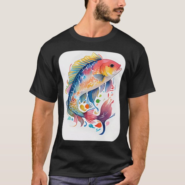 Färgrik abborre fisk t shirt (Framsida)