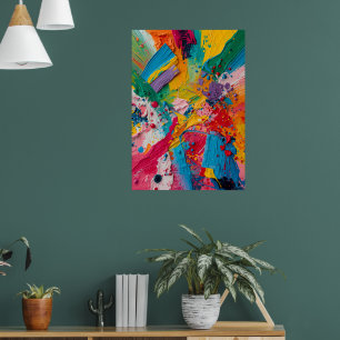 Färgrik Abstrakt Akryl Färg Stänk Poster B