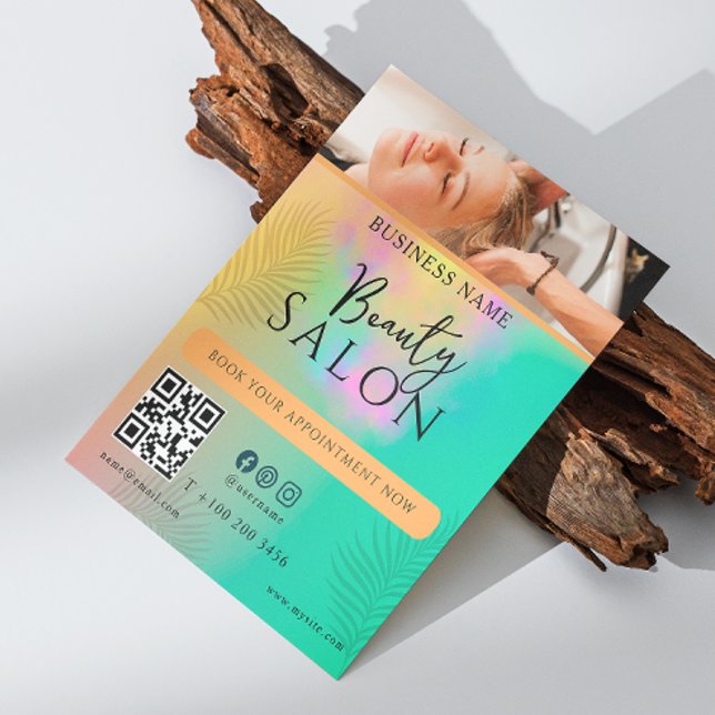 Färgrik Abstrakt Akvarell Frisörskript Flygblad (Colourful Abstract Watercolor Hair Stylist Script Flyer)
