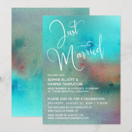 Färgrik Abstrakt Akvarell Nygifta Skrift Inbjudningar