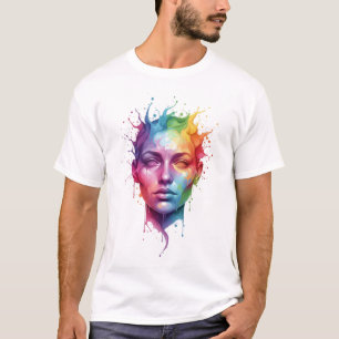 Färgrik Abstrakt Ansiktskonst design T Shirt