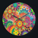 Färgrik abstrakt bakgrund stor klocka<br><div class="desc">Underbart abstrakt konstmönster. Få detta i dag!</div>