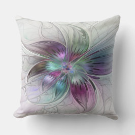 Färgrik Abstrakt Blomma Modern Blommig Fraktal Kon Kudde