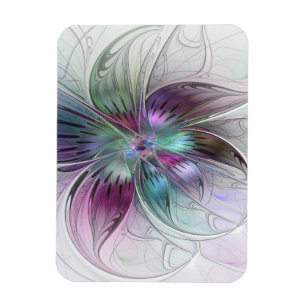 Färgrik Abstrakt Blomma Modern Blommig Fraktal Kon Magnet