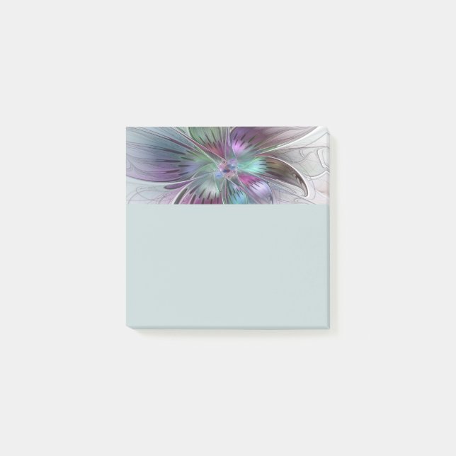 Färgrik Abstrakt Blomma Modern Blommig Fraktal Kon Post-it Block (Framsida)