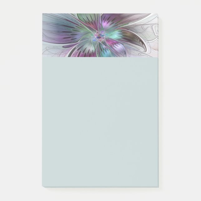 Färgrik Abstrakt Blomma Modern Blommig Fraktal Kon Post-it Block (Framsida)
