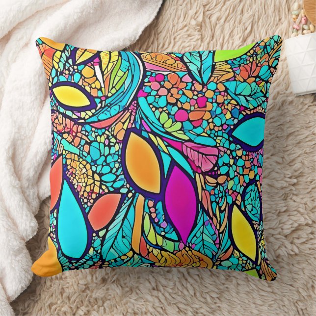 Färgrik Abstrakt Blommig Konst Kudde (Filt)