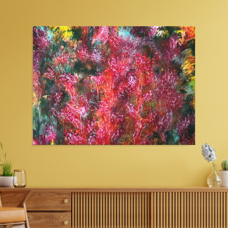 Färgrik Abstrakt Blommig Målning på Canvas