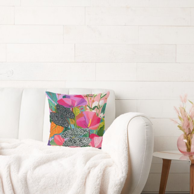 Färgrik Abstrakt Blommig Mönster Kudde (Soffa)