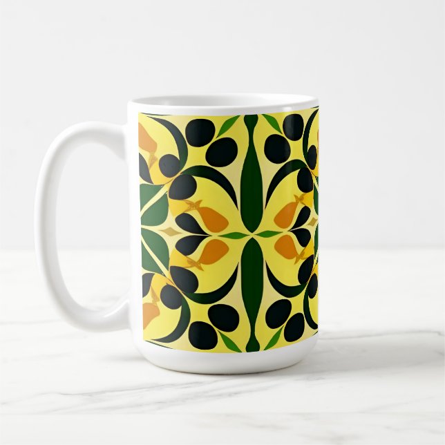 Färgrik Abstrakt Blommönster Kaffemugg (Vänster)