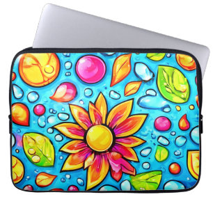 Färgrik abstrakt blommönster laptop fodral
