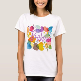 Färgrik Abstrakt Botanisk Boho Utskärelse Konst T Shirt