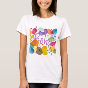 Färgrik Abstrakt Botanisk Boho Utskärelse Konst T Shirt