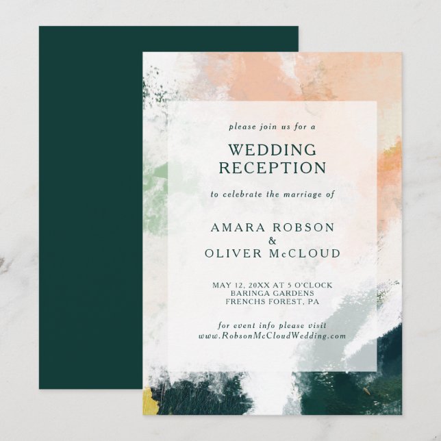 Färgrik Abstrakt Bröllopsfestinladan Inbjudningar (Fram/baksida)