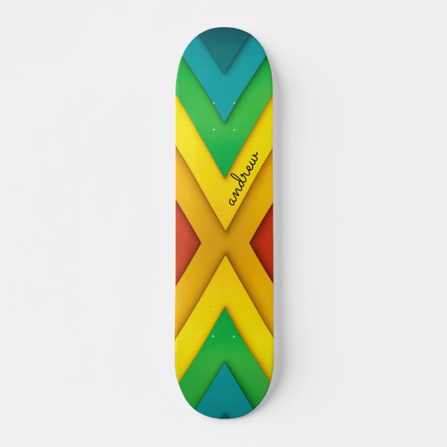 Färgrik Abstrakt Chevron-mönster Mini Skateboard Bräda 18,5 Cm (Framsida)