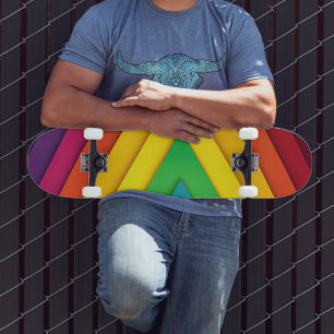 Färgrik Abstrakt Chevron Mönster Mini Skateboard Bräda 18,5 Cm