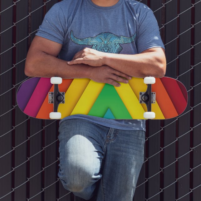 Färgrik Abstrakt Chevron Mönster Mini Skateboard Bräda 18,5 Cm (Utomhus 3)