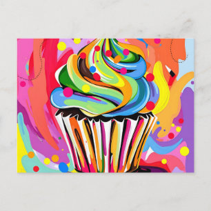Färgrik Abstrakt Cupcake med Levande Nyanser Vykort