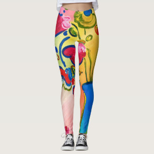 Färgrik abstrakt damasker leggings
