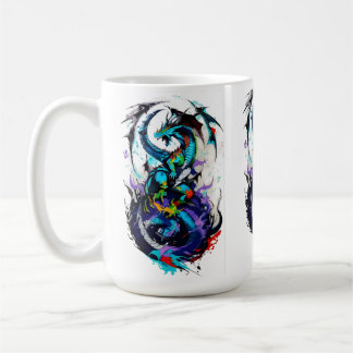 Färgrik abstrakt drakdesign som en akvarell kaffemugg