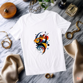 Färgrik Abstrakt Fisk T-Shirt | Modern Geometrisk