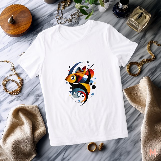 Färgrik Abstrakt Fisk T-Shirt | Modern Geometrisk  (Skapare uppladdad)
