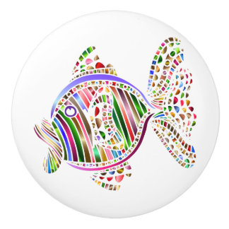 Färgrik abstrakt fiskmosaikkonst knopp