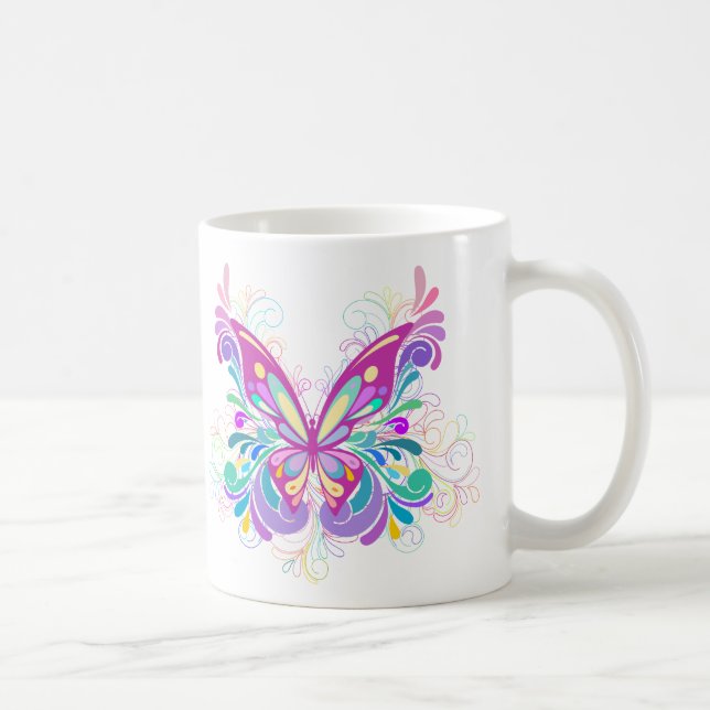 Färgrik abstrakt fjäril kaffemugg (Höger)