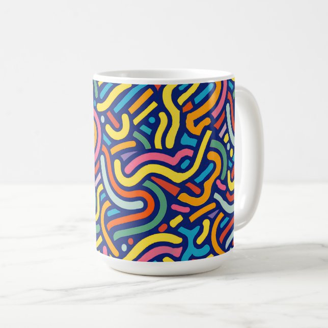 Färgrik Abstrakt Flödesmugg Kaffemugg (Framsida höger)