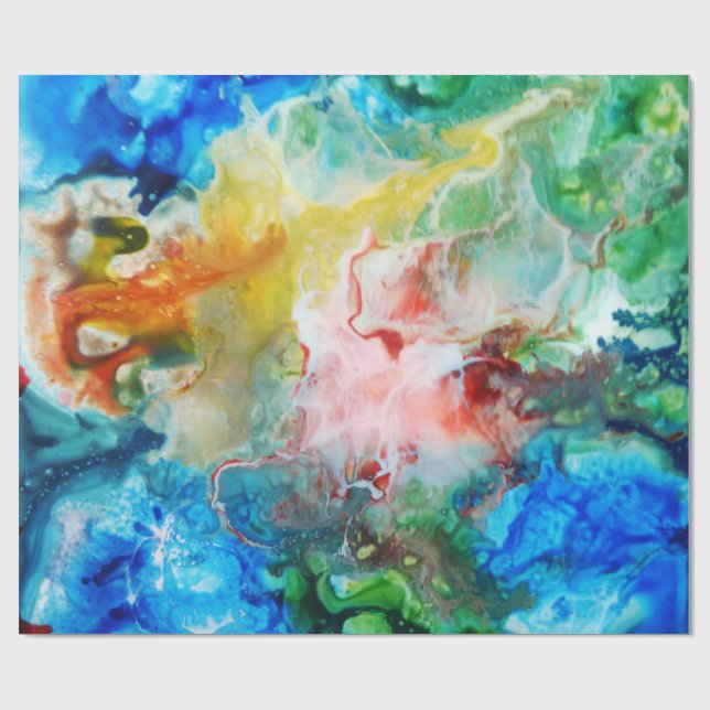 Färgrik abstrakt galaxmålning presentpapper (Platt)