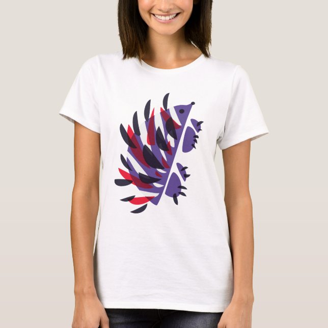 Färgrik abstrakt geometrisk gullig igelkott tee shirt (Framsida)