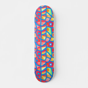 Färgrik Abstrakt Geometrisk Mönster Djärv Gatukons Mini Skateboard Bräda 18,5 Cm