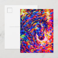 Färgrik Abstrakt Hästporträtt Impasto