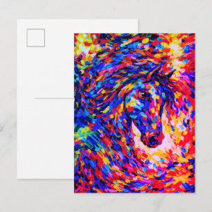 Färgrik Abstrakt Hästporträtt Impasto Vykort