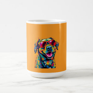 Färgrik Abstrakt Hund med Solglasögon Kaffemugg