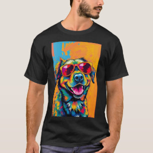 Färgrik Abstrakt Hund med Solglasögon T Shirt