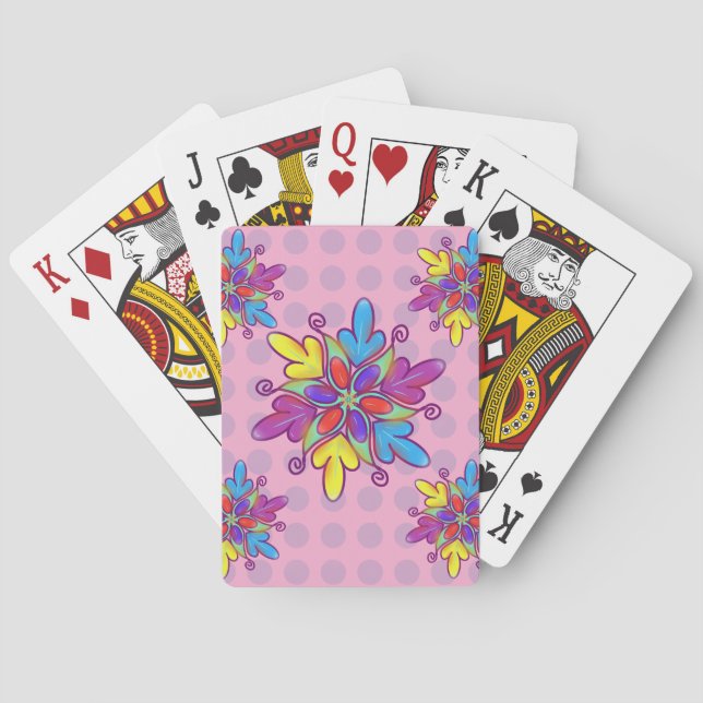 Färgrik Abstrakt Kalejdoskop Blommönster Casinokort (Baksidan)