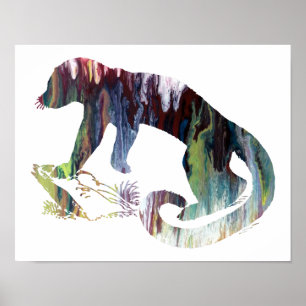 Färgrik abstrakt Kinkajou silhouette Poster