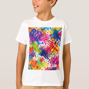 färgrik abstrakt klotterkonst t-shirt