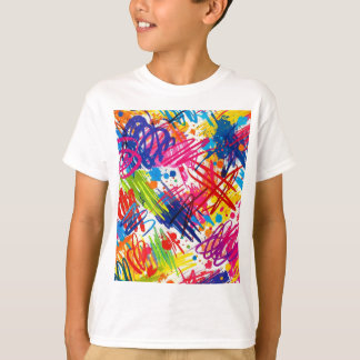 färgrik abstrakt klotterkonst t-shirt