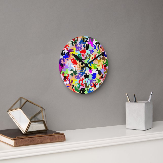Färgrik Abstrakt Konst Design Rund Klocka (Kontor)