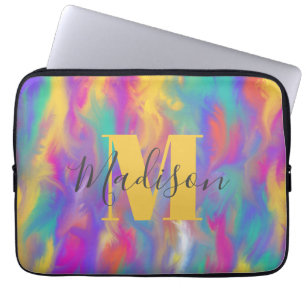 färgrik Abstrakt konstnärlig målning Monogram Laptop Fodral